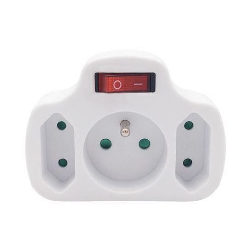 Obrázek Solight rozbočka, 1x 10A + 2x 2,5A, bílá, vypínač