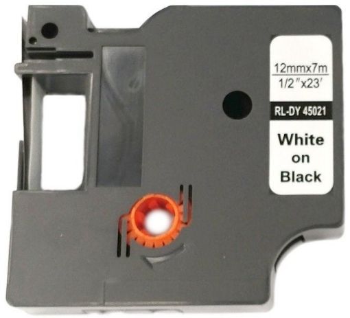Obrázek Xerox kompatibilní páska s DYMO, 45021, S0720610,12mm x 7m, bílý tisk / černý podklad, D1 - ALLPRINT