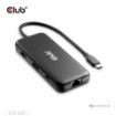 Obrázek Club3D Dokovací stanice 8v1, USB-C 3.2, 1xHDMI, 1xDP, 2xUSB, 1xmicroSD/SD, 1xUSB-C PD100W, 1xRJ45, černá