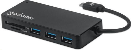 Obrázek MANHATTAN USB-C Hub 3-port USB 3.2 Gen 1 Hub se čtečkou karet