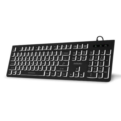 Obrázek EVOLVEO Klávesnice K1010, Tichá, Drátová USB, Podsvícení, CZ+SK, Černá