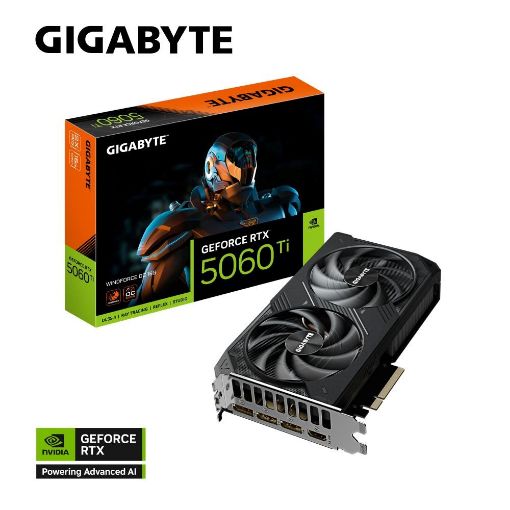 Obrázek GIGABYTE VGA NVIDIA GeForce RTX 5060 Ti WINDFORCE OC 16G, 16G GDDR7, 3xDP, 1xHDMI