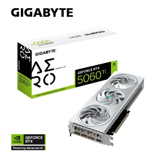 Obrázek GIGABYTE VGA NVIDIA GeForce RTX 5060 Ti AERO OC 16G, 16G GDDR7, 3xDP, 1xHDMI