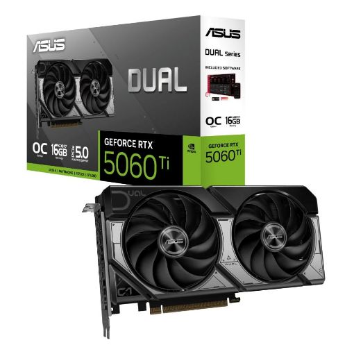 Obrázek ASUS VGA NVIDIA GeForce RTX 5060 Ti DUAL OC 16G, 16GB GDDR7, 3xDP, 1xHDMI