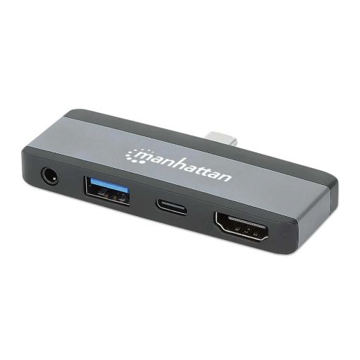 Obrázek MANHATTAN Dokovací stanice USB-C 4v1, HDMI, USB-C PD 100W, USB-A 3.0, 3.5mm Jack