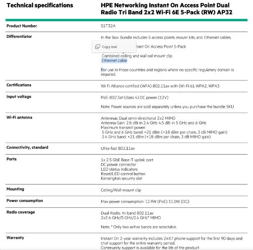 Obrázek HPE Networking Instant On Access Point Dual Radio Tri Band 2x2 Wi-Fi 6E 5-Pack (RW) AP32