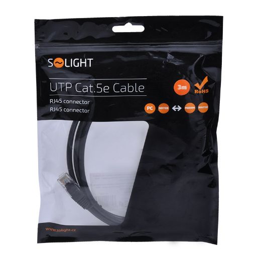 Obrázek Solight UTP CAT.5E kabel, RJ45 konektor - RJ45 konektor, sáček, 3m