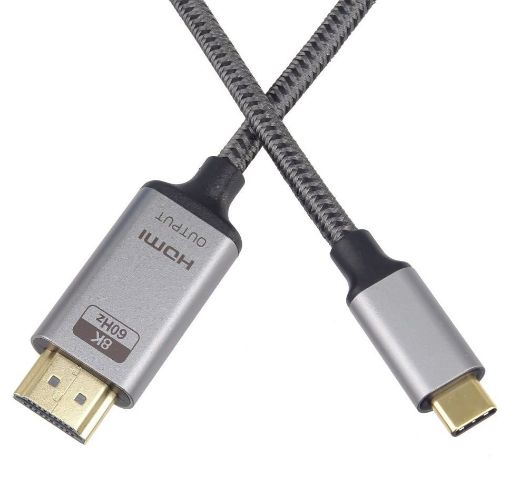 Obrázek PremiumCord kabel USB-C na HDMI 2m rozlišení obrazu 8K@60Hz,4K@144Hz Aluminium