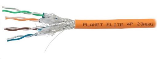 Obrázek PLANET Elite kabel FTP, drát, Cat 6a, 4pár, 600MHz, LS0H, stíněný každý pár, oranžový, Dca, balení 500m