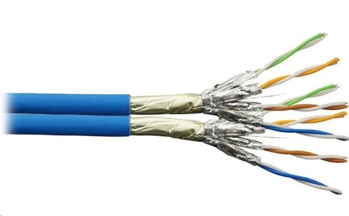 Obrázek PLANET FTP Cat6a 2x 4pár 500m, FTP, drát, Cat6a, 2x 4p, 500MHz, LS0H, stíněný každý pár + celkové stínění, modrý, duplex