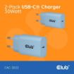 Obrázek Club3D Nabíječka, USB-C, Power Delivery 15V/2A, 2-pack, modrá