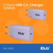 Obrázek Club3D Nabíječka, USB-C, Power Delivery 15V/2A, 2-pack, fialová