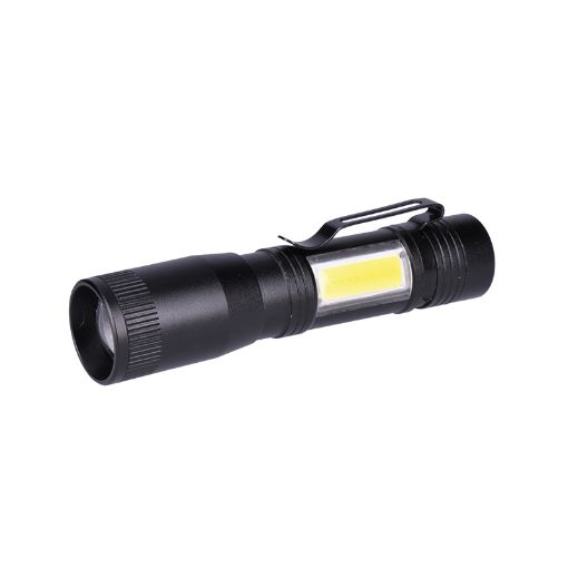 Obrázek Solight LED kovová svítilna, 150 +60lm, 3W + COB, AA, černá