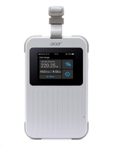 Obrázek ACER Router Connect Enduro M6E,20GB SIMO,5G,LTE,2.4" touch display,Wifi,NFC,USB-C,2.4GHz,8000mAh,White