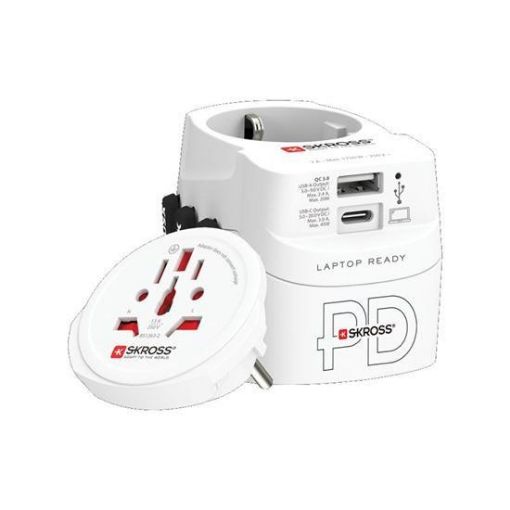 Obrázek SKROSS cestovní adaptér PRO Light USB AC45PD - World, UK+USA+AUS/CN, univerzální, uzemněný, USB A+C 45W