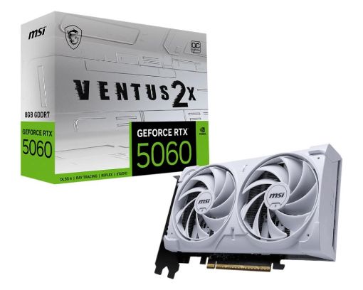 Obrázek MSI VGA NVIDIA GeForce RTX 5060 8G VENTUS 2X OC WHITE, RTX 5060, 8GB GDDR7, 3xDP, 1xHDMI