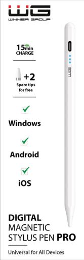 Obrázek WG - Univerzální pero WG Stylus Pro s magnetickým uchycením, bílá