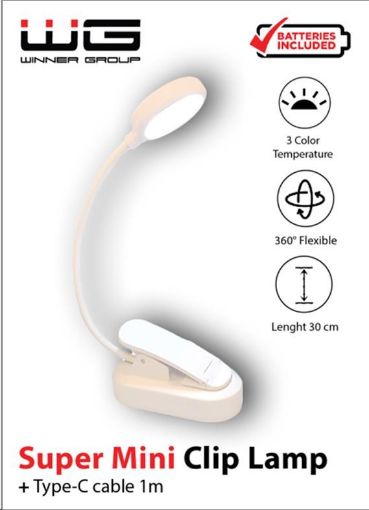 Obrázek WG - Led lampička WG Noční čtenář, s klipem, bílá