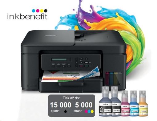 Obrázek BROTHER multifunkce inkoustová DCP-T730DW - A4 128MB 2400x600 16ppm ADF USB 2.0. WIFI  - INKTANK INK BENEFIT