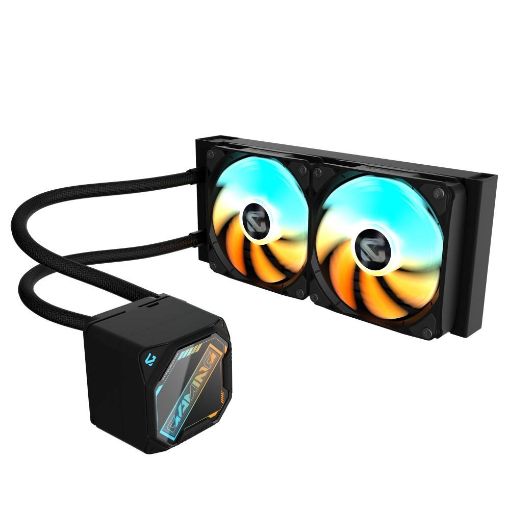 Obrázek GIGABYTE Vodní chladič GAMING 240, 2x120mm, ARGB, LGA1851, AM5, černá