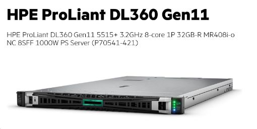 Obrázek HPE PL DL360g11 5515+ (3.2/8C) 1x32G (p64706) MR408i-o 8-10SFF 1x1000W 2p10T 1U