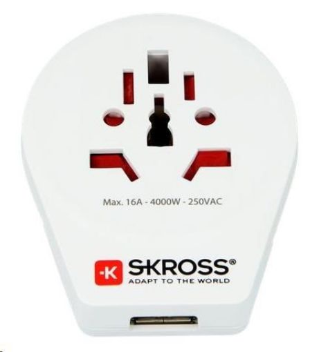 Obrázek SKROSS cestovní adaptér Europe USB pro cizince v ČR, USB-A, 12W, typ E/F