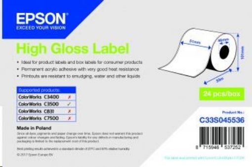 Obrázek Epson High Gloss Labels, Continuous, Paper, 51mm x 33m