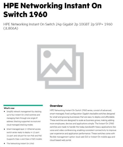 Obrázek HPE Networking Instant On Switch 24p Gigabit 2p 10GBT 2p SFP+ 1960.