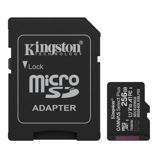 Obrázek Kingston MicroSDXC karta 256GB Canvas Select Plus, U1, V10, A1, SD Adaptér