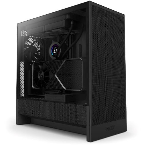 Obrázek NZXT skříň H5 Flow edition / 2x120 mm fan / USB 3.0 / USB-C 3.1 / průhledná bočnice / mesh panel / černá