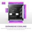 Obrázek NZXT skříň H9 Flow dvoukomorová ATX / 4x140mm fan / až 10xfan / perforovaný top / proskl. bočnice, front / černá
