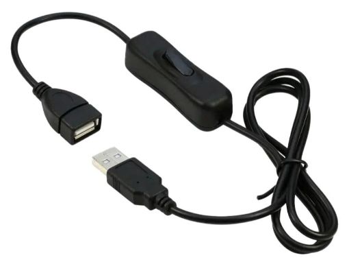 Obrázek PREMIUMCORD Prodlužovací kabel USB 2.0 s vypínačem, 1m, černá