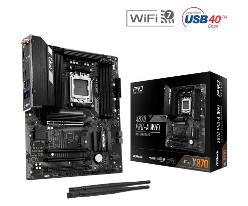 Obrázek ASRock MB Sc AM5 X870 PRO-A WIFI, AMD X870, 4xDDR5, 1xHDMI, 2xUSB4, WI-FI