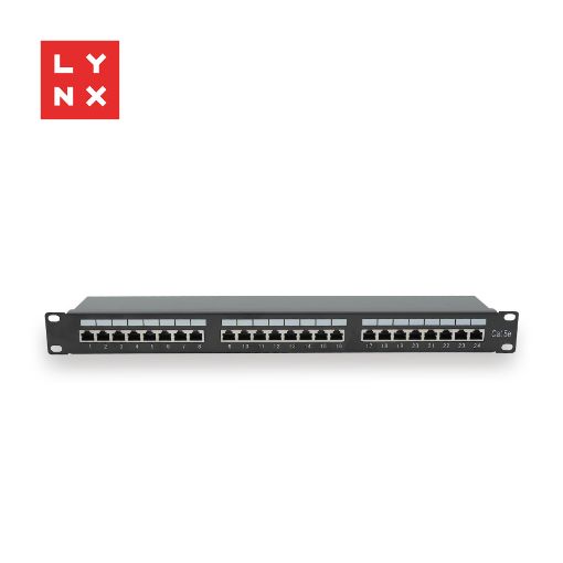 Obrázek LYNX 19" patch panel  24-port, FTP Cat5e, 50µ, stíněný, černý