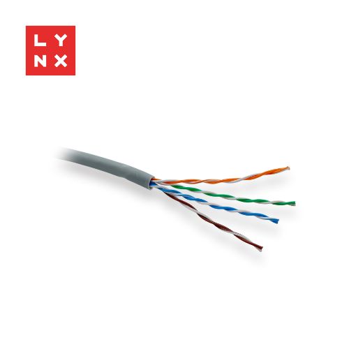Obrázek LYNX UTP kabel Cat5e, LSOH, celoměděný, vnitřní, šedý, box 305m