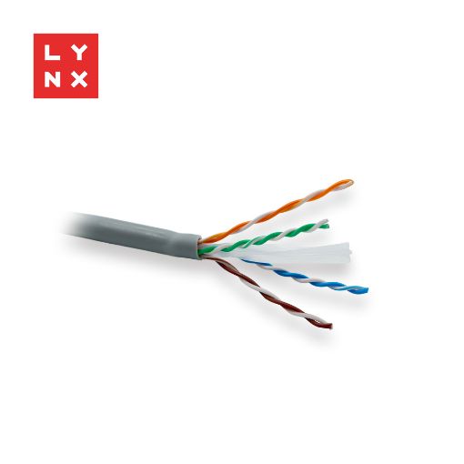 Obrázek LYNX UTP kabel, Cat6, LSOH, celoměděný, vnitřní, šedý, box 305m
