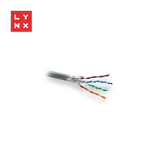 Obrázek LYNX FTP kabel, Cat6, PVC (Eca), celoměděný, vnitřní, šedý, cívka 305m