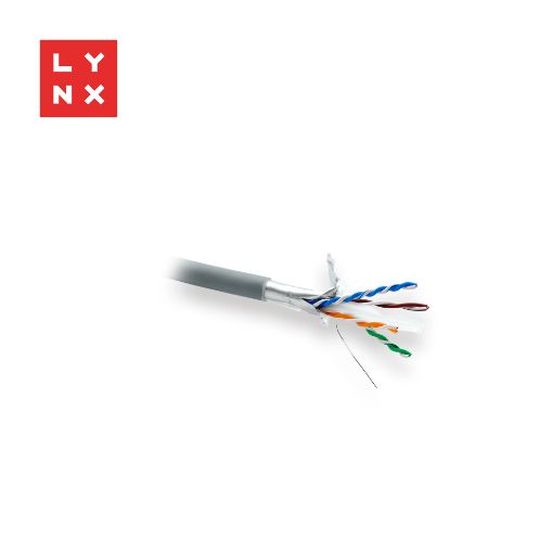 Obrázek LYNX FTP kabel, Cat6, LSZH, celoměděný, vnitřní, šedý, cívka 305m