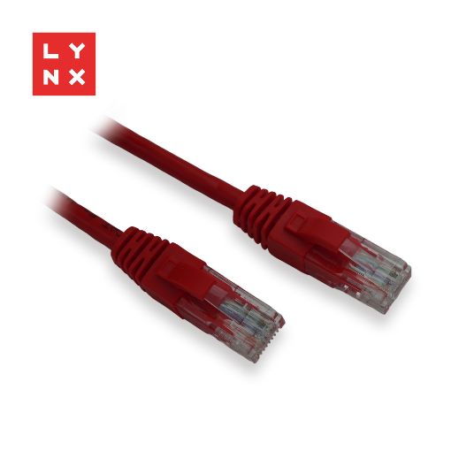 Obrázek LYNX UTP patch kabel Cat5e, PVC, CCA, 0,1m, červený (balení obsahuje 10ks)