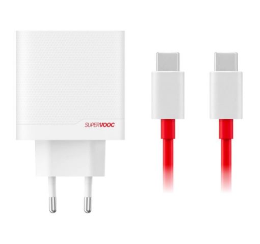 Obrázek OnePlus SUPERVOOC 80W GaN Dual USB-A + USB-C Cestovní Nabíječka + USB-C/USB-C Kabel White