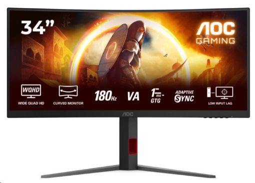 Obrázek AOC MT 34" CU34G4 - 3440x1440,VA,180Hz,2xHDMI,DP,Pivot,Zakřivený