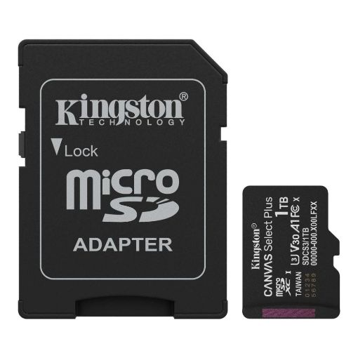 Obrázek Kingston MicroSDXC karta 1TB Canvas Select Plus, U3, V30, A1, SD Adaptér