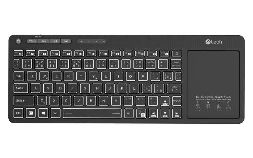 Obrázek C-TECH Klávesnice WLTK-03, Bezdrátová, Touchpad, černá