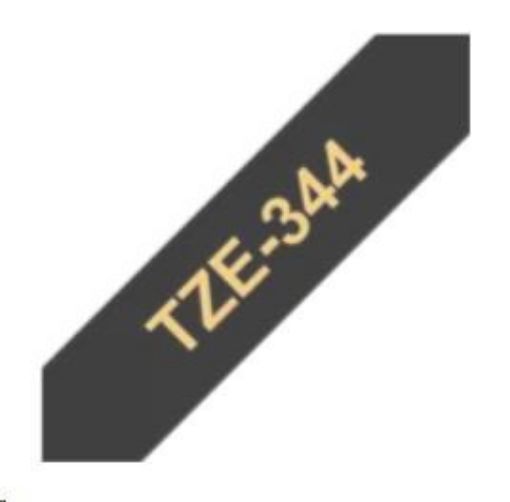 Obrázek BROTHER TZE344 - kazeta TZ šířky 18mm, laminovaná TZE-344, černá / zlaté písmo - gold
