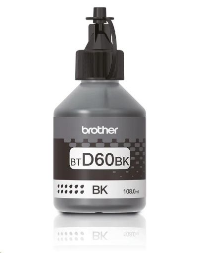 Obrázek BROTHER INK BT-D60BK black pro T4xx, T5xx, T7xx, T9xx cca 6000 stránek, bezpigmentový - INKTANK