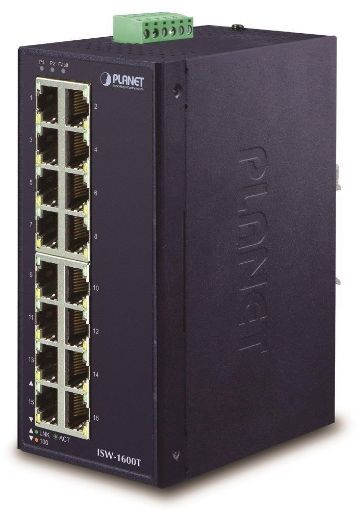 Obrázek Planet ISW-1600T, switch, 16x 10/100Base-TX, ESD, DIN, IP30, -40~75°C
