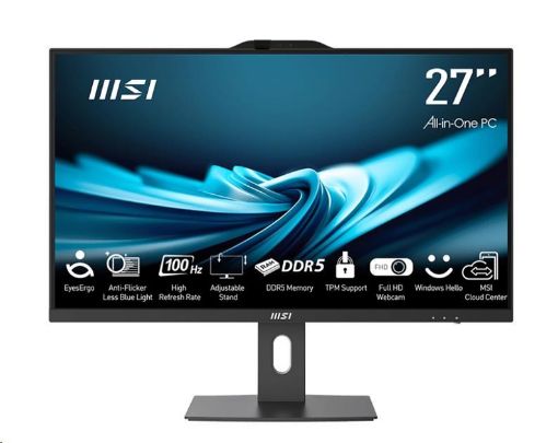 Obrázek MSI PC AiO PRO AP272P 14M-886XEU, i7-14700, 27" FHD, Anti-Glare, Non-touch, 16GB, 1TB SSD, N/A, No OS, Black
