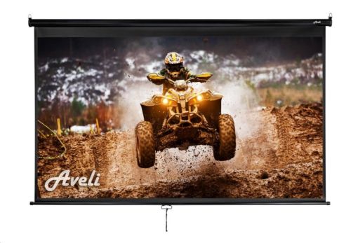 Obrázek Nástěnné projekční plátno AVELI, 204x115cm (16:9) 92", černý tubus
