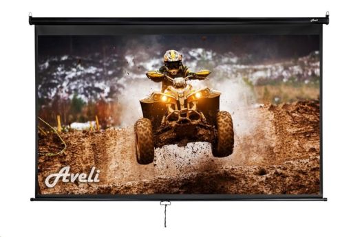 Obrázek Nástěnné projekční plátno AVELI, 221x125cm (16:9) 100", černý tubus