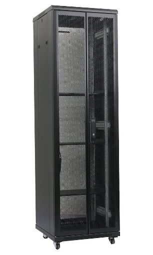 Obrázek XtendLan 19" stojanový rozvaděč 42U 800x1000, nosnost 1000kg, perforované dveře i záda, kolečka, rozložený, černý